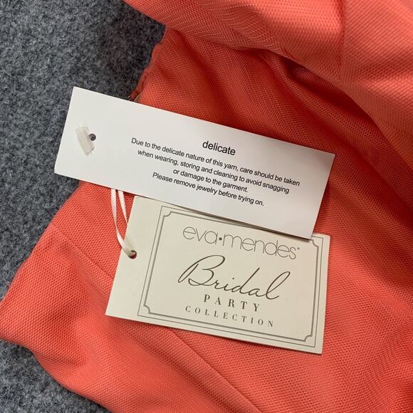 Eva Mendes Dress Womens 0 Deep Peach Sweetheart Strapless Chiffon Lined Maxi - Picture 9 of 14